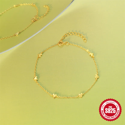 S925 Sterling Silver Minimalist INS Love Twin All-match Bracelet
