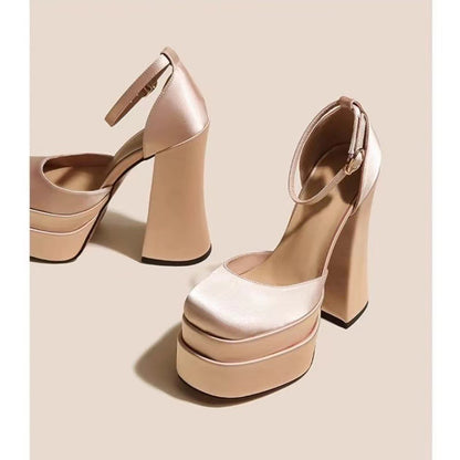 Mary Jane Summerautumn Chunky-heel Platform Ultra-high Heel Shoes For Petite Women