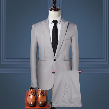 Solid Color Leisure Suits For Men Two-piece Set