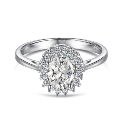 S925 Sterling Silver 5A Zircon Colored Gems Full Diamond Oval
